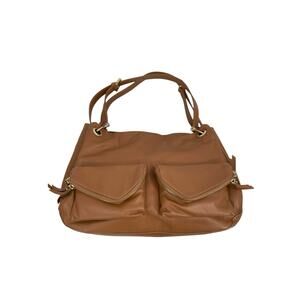 Henri Bendel Purse Bag Brown Leather Front Pockets